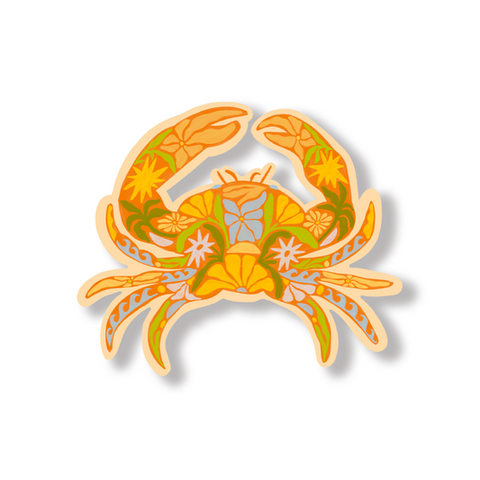 Floral Crab - Vinyl Sticker