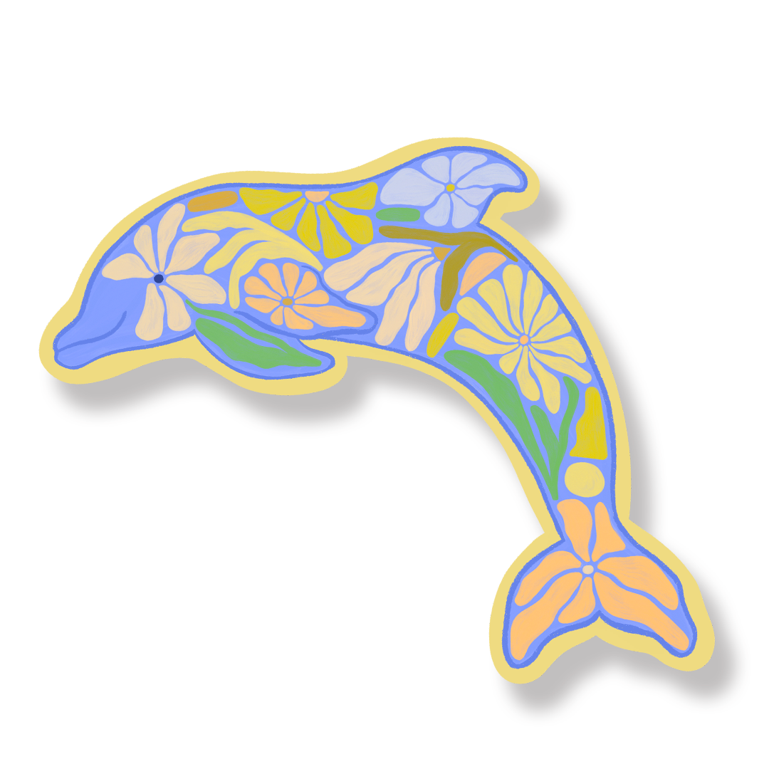 Floral Dolphin - Vinyl Sticker