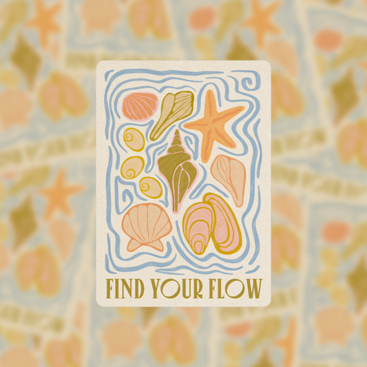 Find Your Flow Seashell Vinyl Sticker
