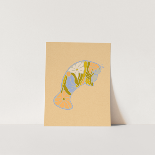 Floral Manatee - Print