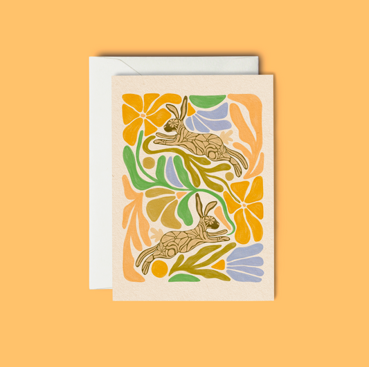 Floral Rabbits - Greeting Card