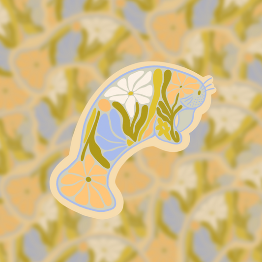 Manatee Floral Sticker