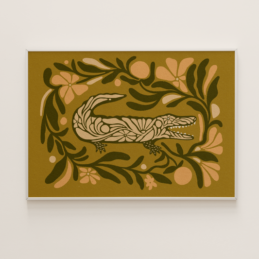 Floral Gator - Art Print