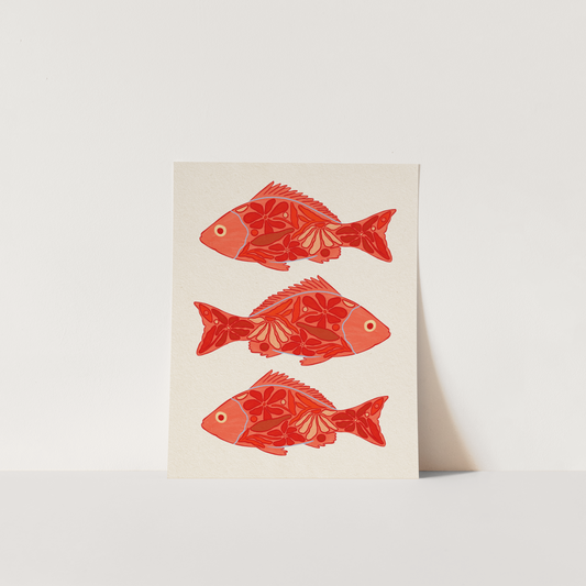 Floral Red Snapper - Art Print