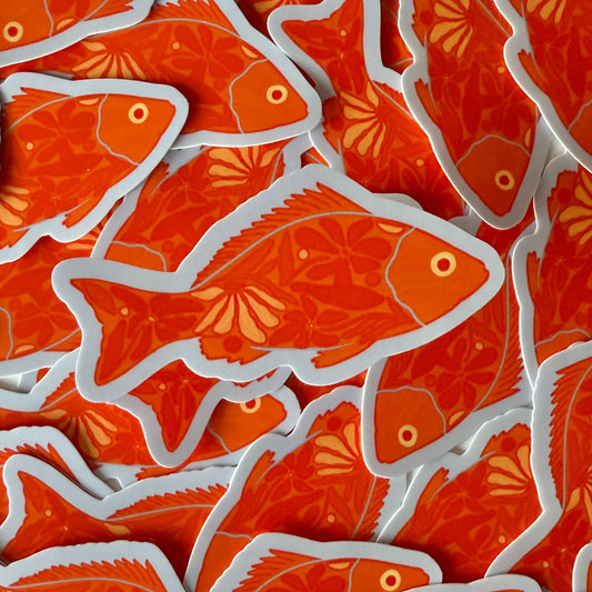 Floral Red Snapper - Vinyl Sticker
