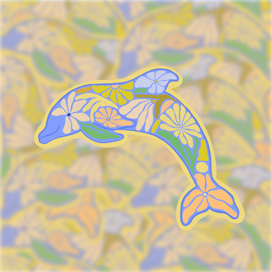 Floral Dolphin - Vinyl Sticker