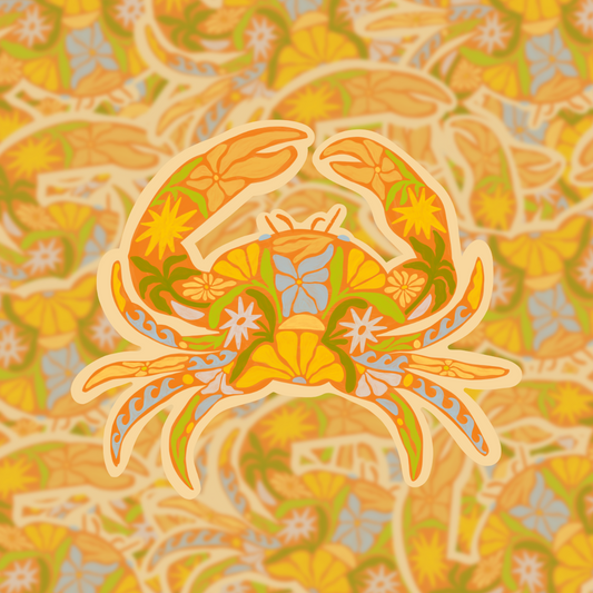 Floral Crab - Vinyl Sticker