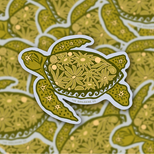 Beachy Turtle - Vinyl Sticker