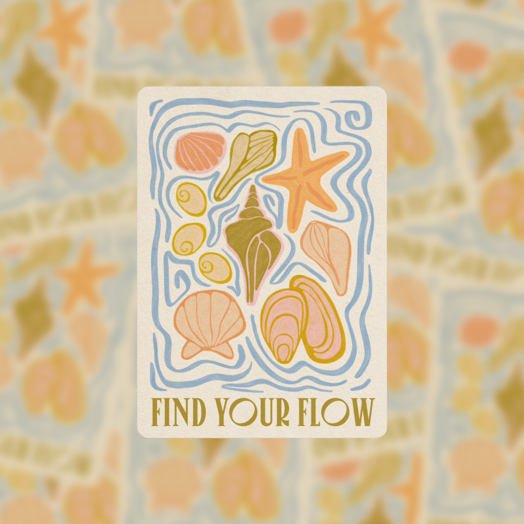 Find Your Flow Seashell Vinyl Sticker