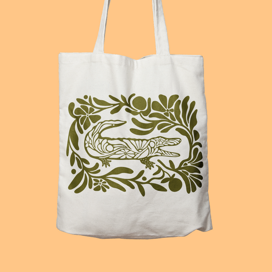 Floral Gator - Canvas Tote Bag