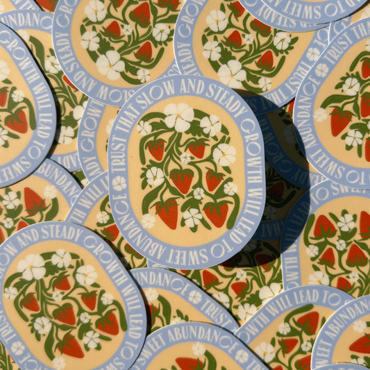Strawberry Abundance Quote - Vinyl Sticker