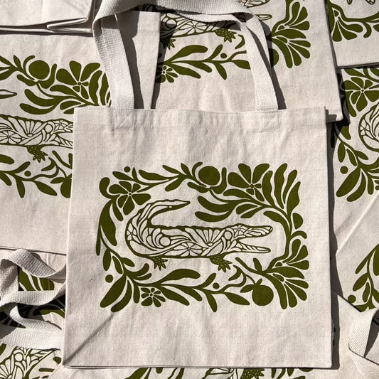 Floral Gator - Canvas Tote Bag