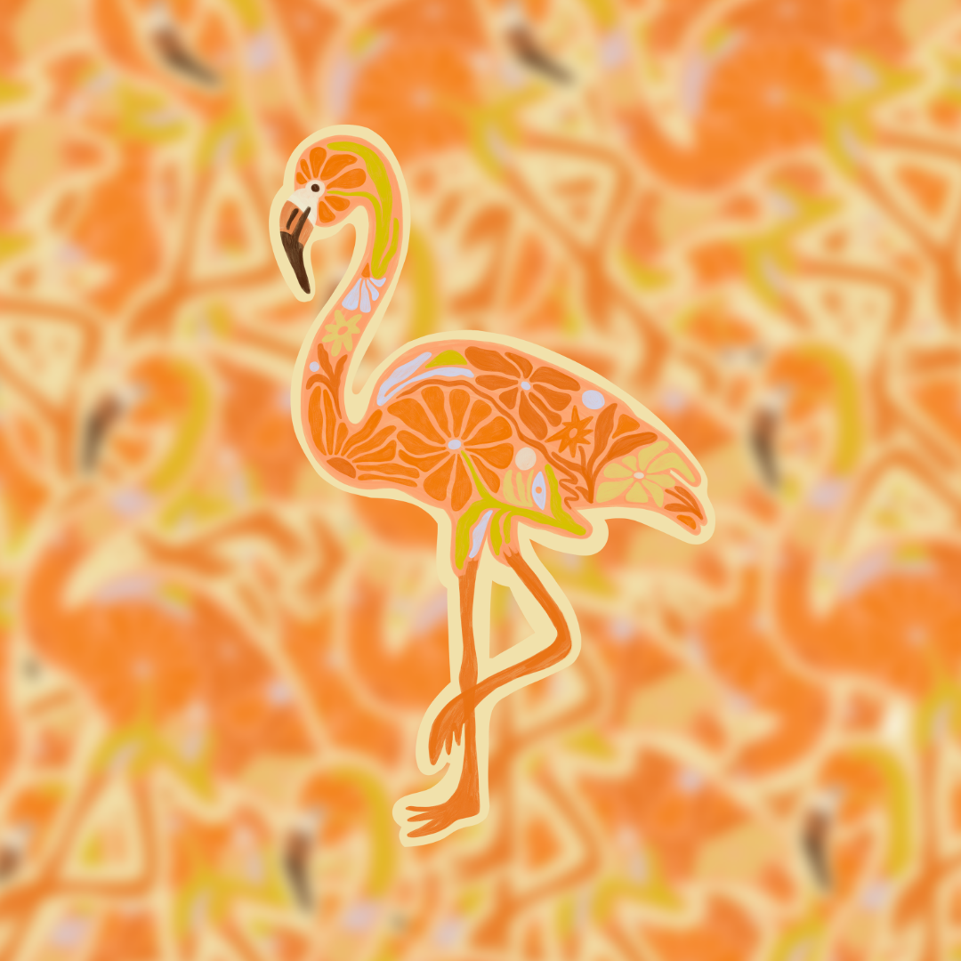 Flamingo Abstract Sticker Floral Flamingo - Vinyl Sticker – The SoulShine Co.