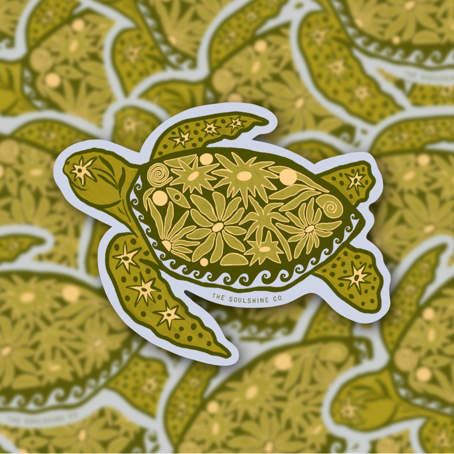 Beachy Turtle - Vinyl Sticker