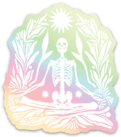 Meditating Skeleton - Holographic Sticker